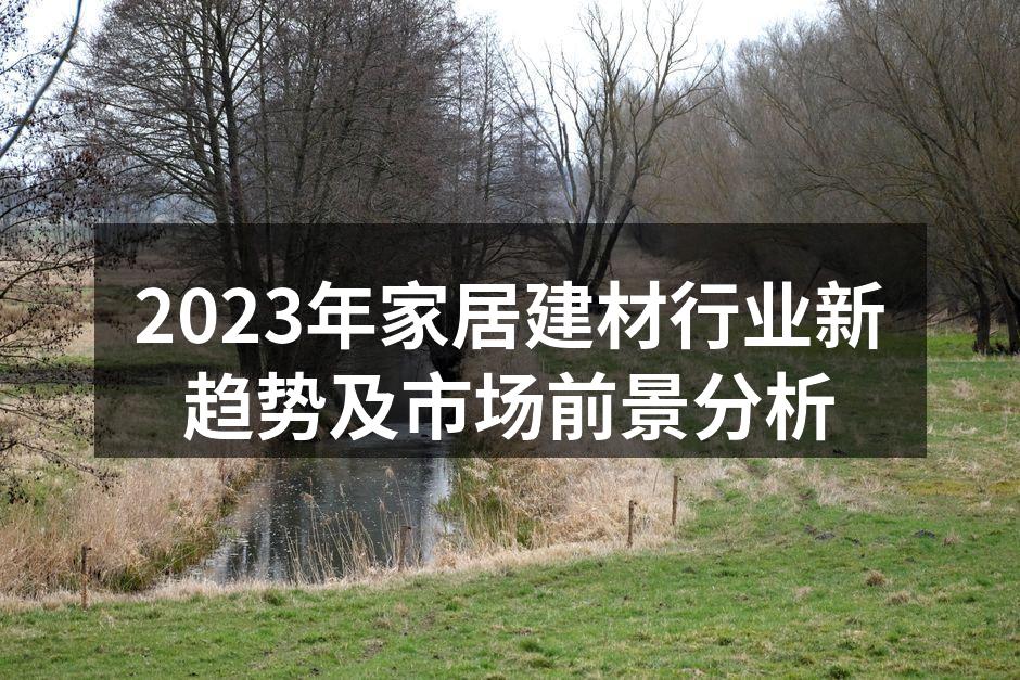 2023年家居建材行业新趋势及市场前景分析